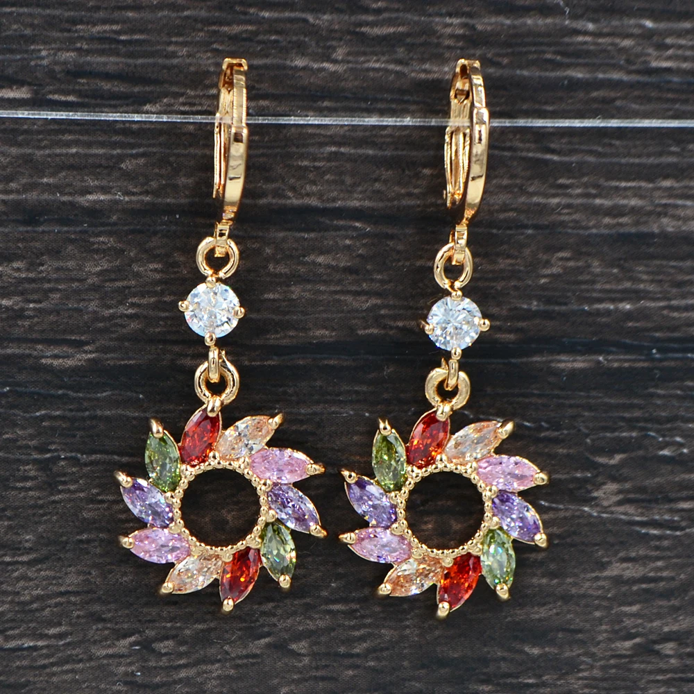 Fashion Women Girls Multi-Color Cubic Zirconia Colorful CZ PinWheel Drop Earrings Jewelry
Fashion Women Girls Multi-Color Cubic Zirconia Colorful CZ PinWheel Drop Earrings Jewelry