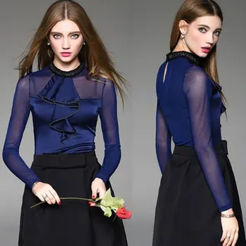 2017 Autumn Winter New Arrival Women's Fashion Stand Collar Long Sleeve Mesh Patchwork Under Shirt Female OL Top Beading T Shirt
2017 Autumn Winter New Arrival Women's Fashion Stand Collar Long Sleeve Mesh Patchwork Under Shirt Female OL Top Beading T Shirt