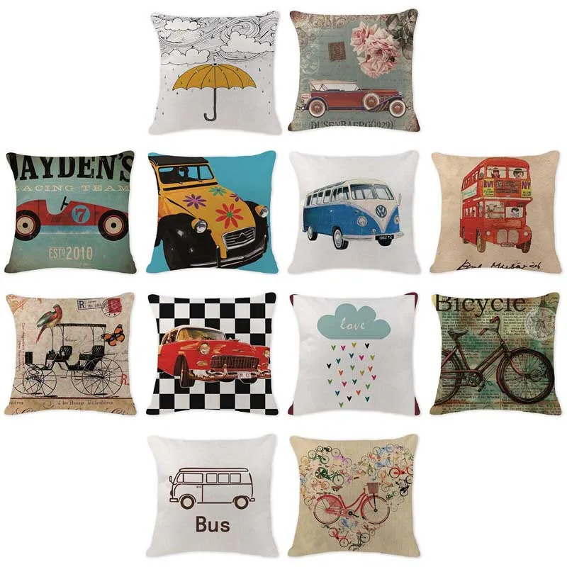 Vintage Traffic Printing Cotton Linen Cushion Cover Decorative Pillowcase Cartoon Bicycle Bus Pillow Cover Home Living
Vintage Traffic Printing Cotton Linen Cushion Cover Decorative Pillowcase Cartoon Bicycle Bus Pillow Cover Home Living