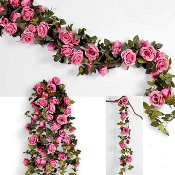 210CM Fake Big Silk Roses Ivy Vine Artificial Flowers With Leaves Home Wedding Party Hanging Decoration Garland Decor Rose Vine
210CM Fake Big Silk Roses Ivy Vine Artificial Flowers With Leaves Home Wedding Party Hanging Decoration Garland Decor Rose Vine