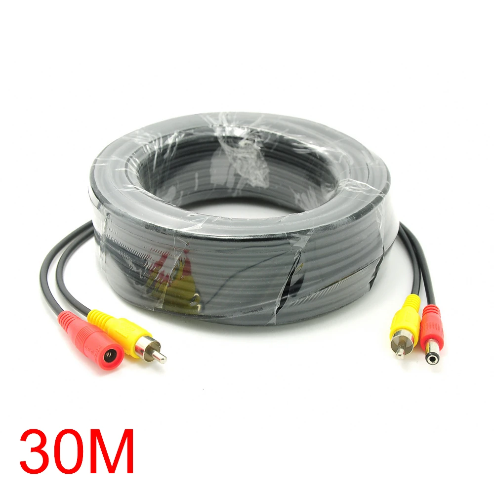 

30M/98FT RCA DC Connector Power Audio Video Cable For CCTV Camera Security