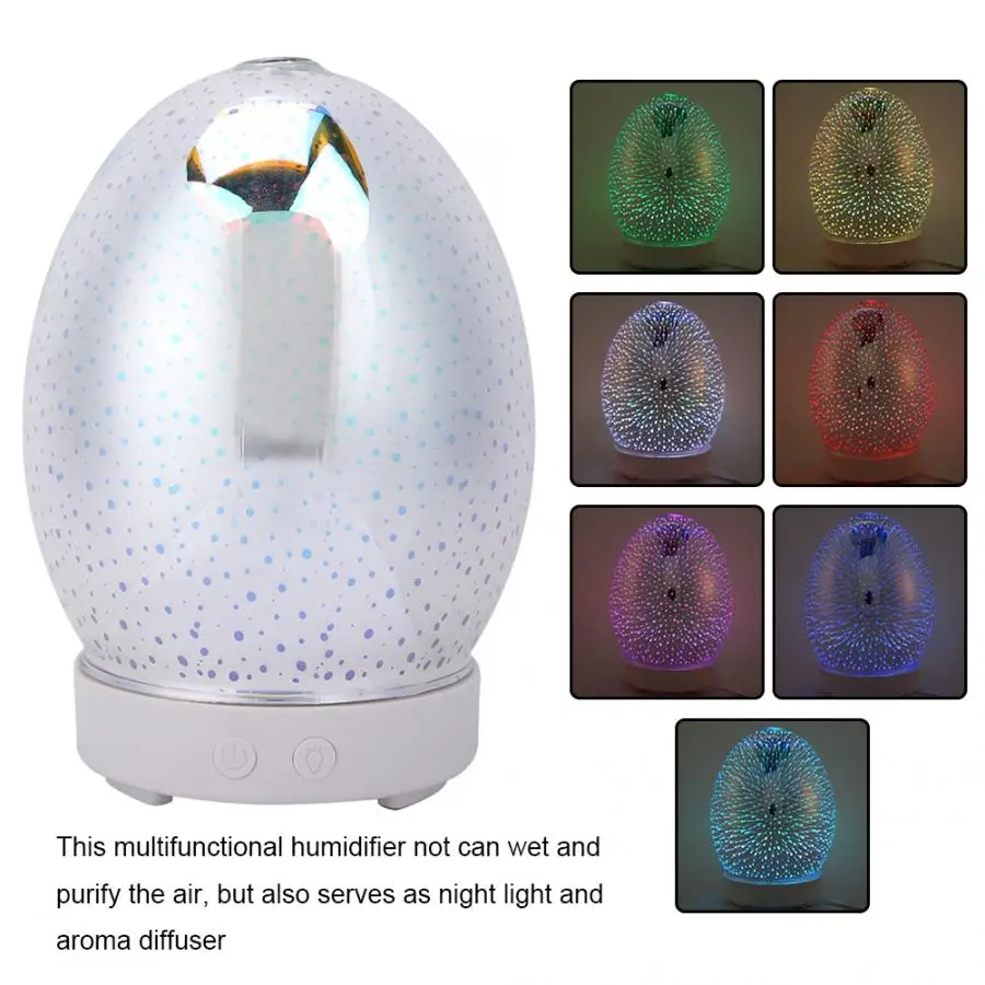 100ml Aroma Essential Oil Diffuser Ultrasonic Air Humidifier 3D Glass 7 Color Changing LED Lights for Office Home
100ml Aroma Essential Oil Diffuser Ultrasonic Air Humidifier 3D Glass 7 Color Changing LED Lights for Office Home