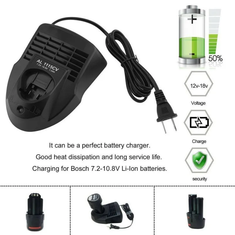 AL1115CV Replacement Li-ion Battery Charger For Bosch 3.6V-12V Power Tools US EU plug Battery Charger
AL1115CV Replacement Li-ion Battery Charger For Bosch 3.6V-12V Power Tools US EU plug Battery Charger