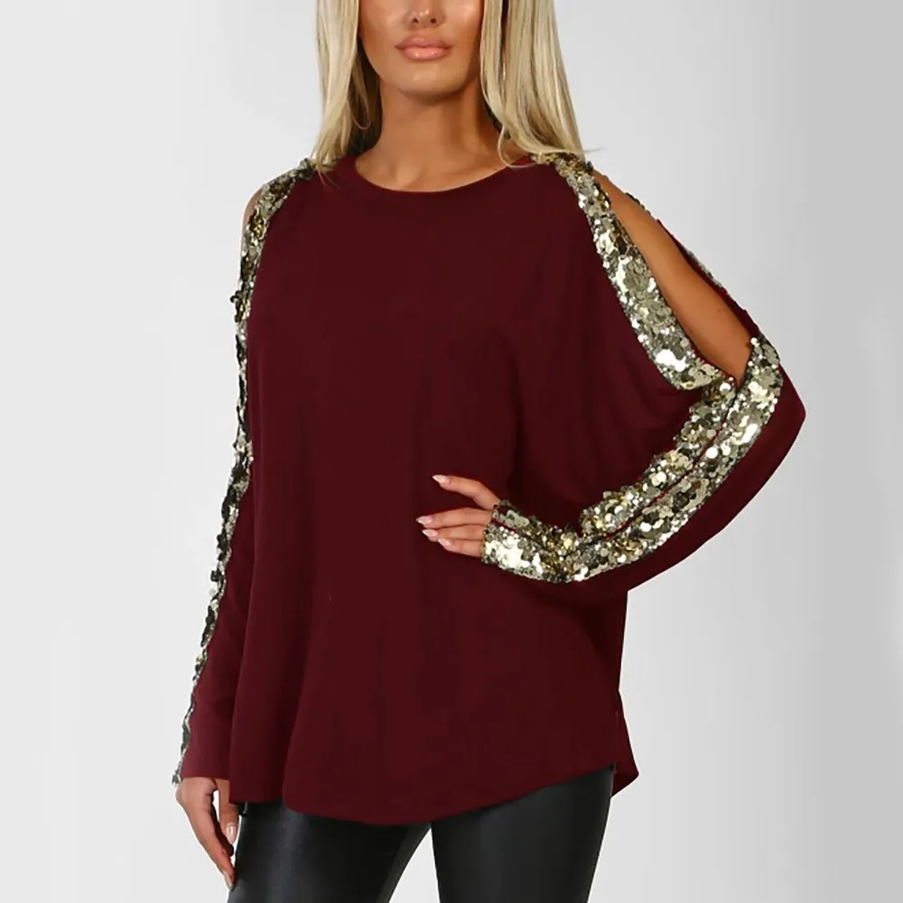 Spring Women Sequin Top Sequined Hollow Out Long Sleeve Blouses Ladies Casual Loose Tops Streetwear
Spring Women Sequin Top Sequined Hollow Out Long Sleeve Blouses Ladies Casual Loose Tops Streetwear