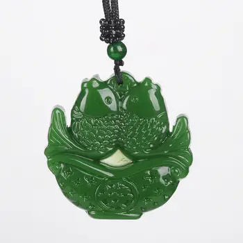 Koraba Fine Jewelry Chinese Natural Green Hand-carved Chinese Hetian Jasper Two Out Fish Pendant Free Shipping
Koraba Fine Jewelry Chinese Natural Green Hand-carved Chinese Hetian Jasper Two Out Fish Pendant Free Shipping