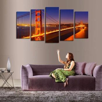 Luxry Unframed 5 Panels Night Bridge Scenery Picture Print Painting Modern Canvas Wall Art For Wall Decor Home Decoration Artwor
Luxry Unframed 5 Panels Night Bridge Scenery Picture Print Painting Modern Canvas Wall Art For Wall Decor Home Decoration Artwor