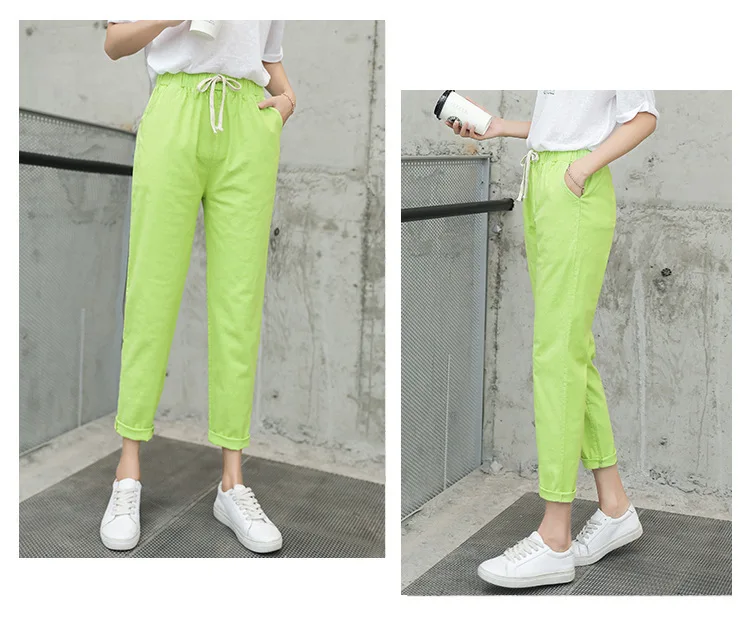 Brand Chic Loose Cotton Linen Pants Women Soft Harem Pants Breathable Slim Ankle Length Pants Korean Leisure Hallen Pants Black Brand Chic Loose Cotton Linen Pants Women Soft Harem Pants Breathable Slim Ankle Length Pants Korean Leisure Hallen Pants Black