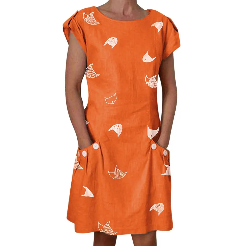 Women Lady's Summer Loose Dress Vestidos De Verao Short Sleeve Printing Round Neck With Pockets Casual Dress Vestido Mujer
Women Lady's Summer Loose Dress Vestidos De Verao Short Sleeve Printing Round Neck With Pockets Casual Dress Vestido Mujer