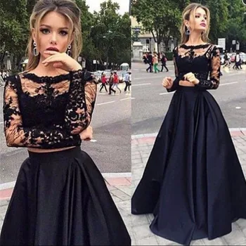 2019 Black Two Pieces Prom Dresses Long Sleeveless Scoop A Line Lace Evening Dress Robe De Soiree Party Dresses Evening Gowns
2019 Black Two Pieces Prom Dresses Long Sleeveless Scoop A Line Lace Evening Dress Robe De Soiree Party Dresses Evening Gowns