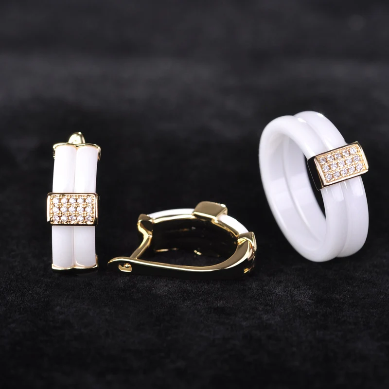Funmor Simple Round Earrings Ring Jewelry Set Black Ceramic Copper Rhinestones Aros Women Lady Wedding Decoration Accessory Gift
Funmor Simple Round Earrings Ring Jewelry Set Black Ceramic Copper Rhinestones Aros Women Lady Wedding Decoration Accessory Gift