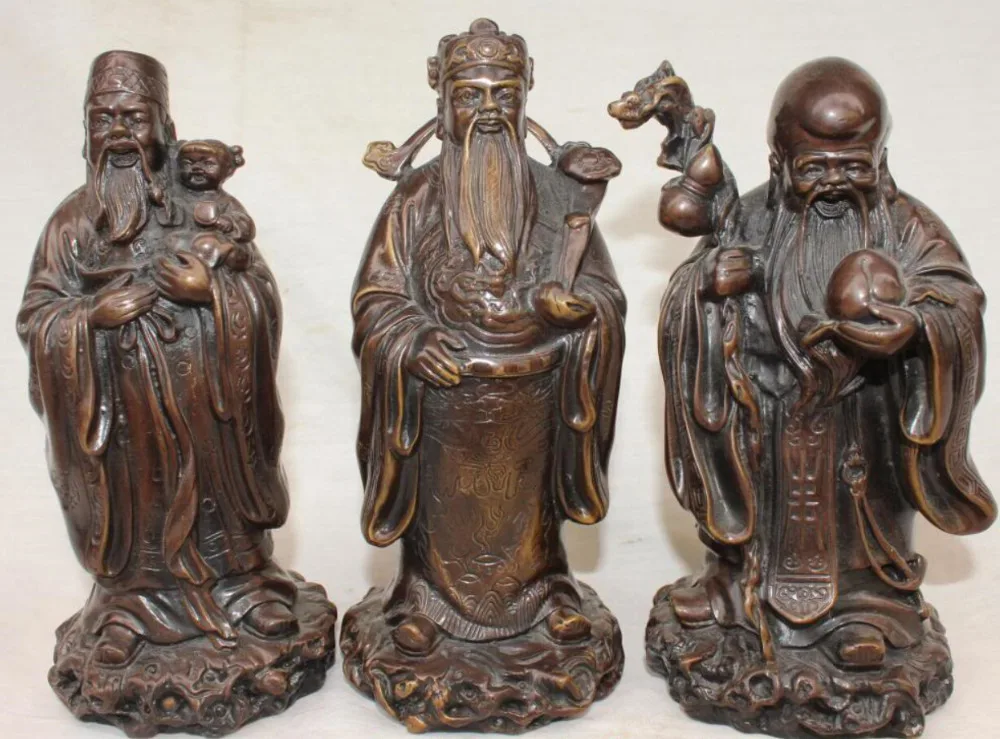 8" Chinese Bronze Blessing Fu Lu Shou 3 Mammon immortal God Dragon Ruyi Kid Set
8" Chinese Bronze Blessing Fu Lu Shou 3 Mammon immortal God Dragon Ruyi Kid Set
