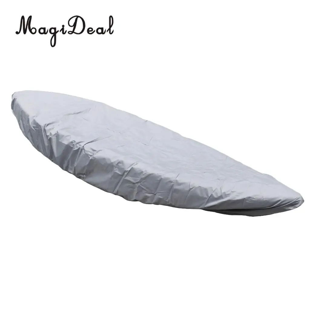 Waterproof UV & Sun Protection Kayak Cover Protector Shield Storage & Elastic Bottom Hem for Outdoor/Towing/Beach/Backyard