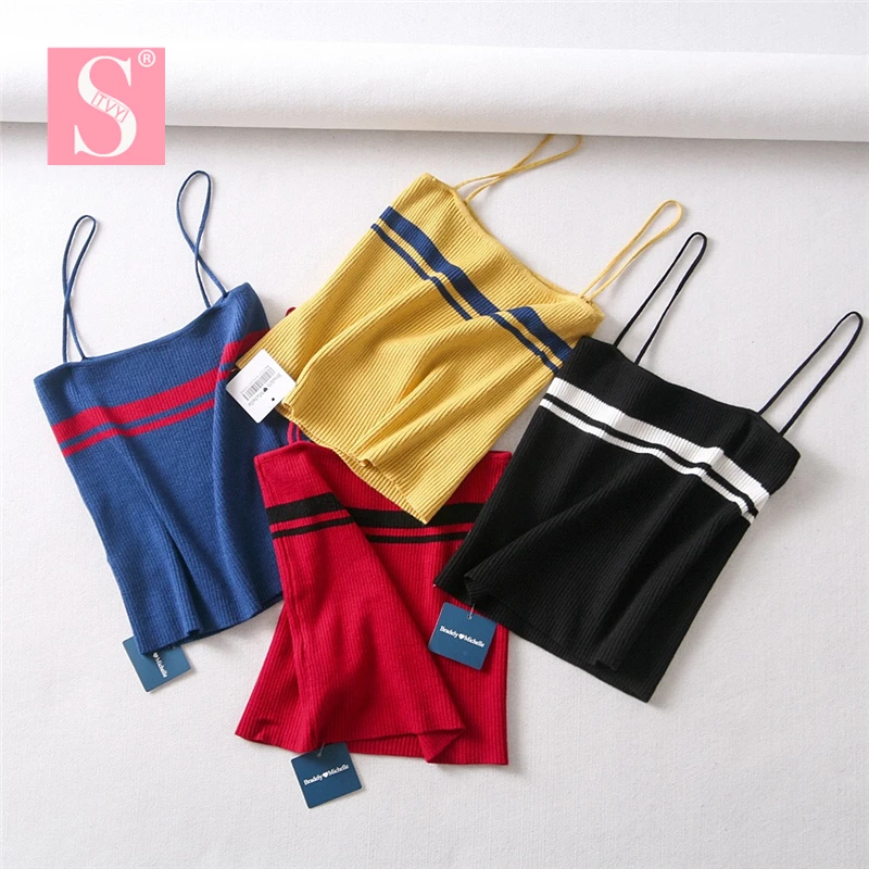 STVY 2019 Spring Summer Autumn Bottoming Tops Undershirts Sexy Stripe Camis Sling Tank Tops Knitting Elasticity Fashion Vest
STVY 2019 Spring Summer Autumn Bottoming Tops Undershirts Sexy Stripe Camis Sling Tank Tops Knitting Elasticity Fashion Vest