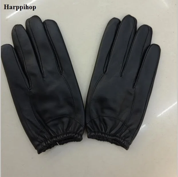 Image Men s leather gloves thin section sheepskin short  leather  gloves winter touch screen warm driving glove mittens for man