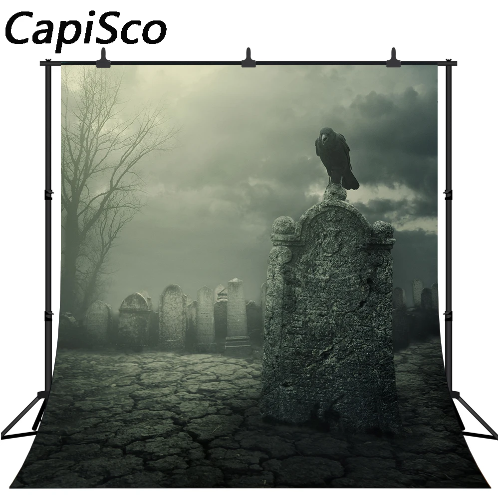 

Capisco Хэллоуин фон черный ворона облачно небо фон для фотосъемки ужас ночной вечерние аксессуары для фотостудии