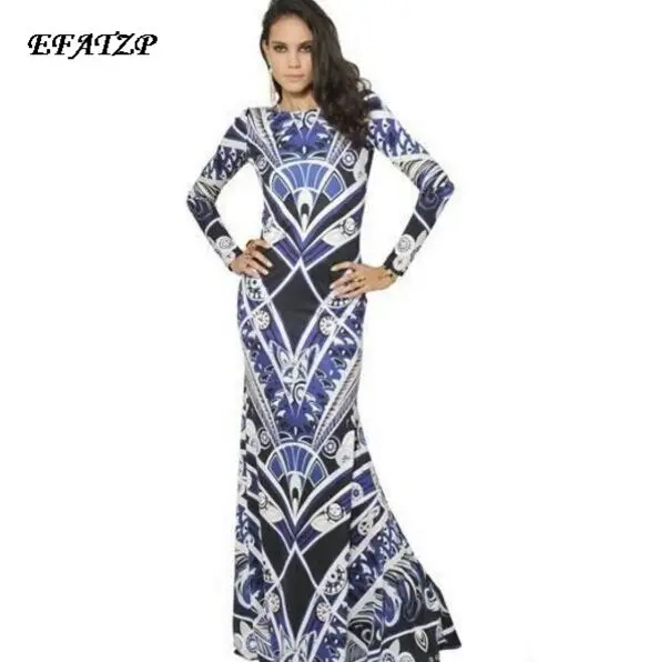 Luxury Brands Women's Autumn Long Sleeves Royal Baroque Print Ankle Length Jersey Silk Dress Vintage Geometric Dress
Luxury Brands Women's Autumn Long Sleeves Royal Baroque Print Ankle Length Jersey Silk Dress Vintage Geometric Dress