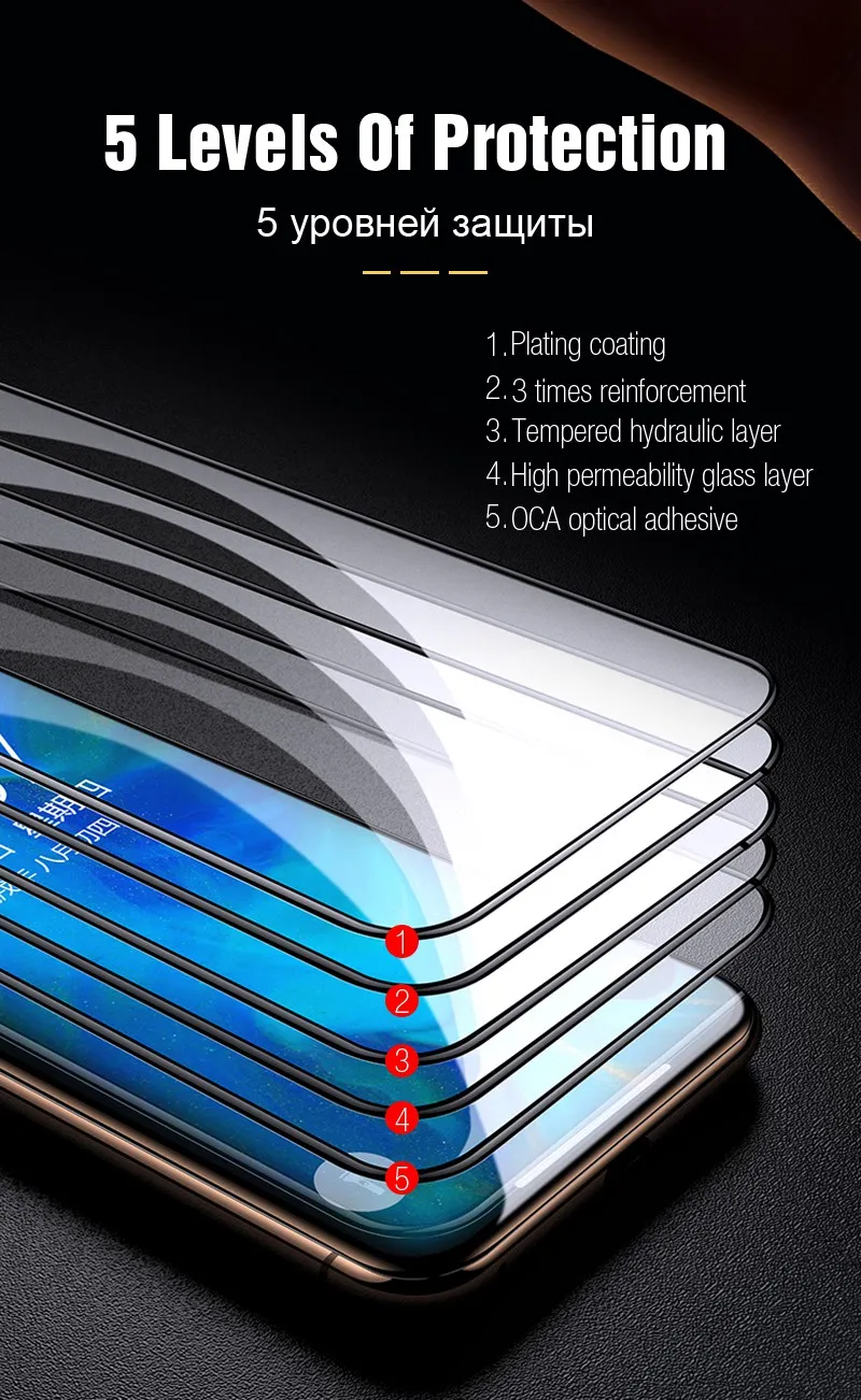 TOMKAS 6D Protective Glass on the For iPhone X XS Max XR Screen Protector Full Cover Curved Edge Glass For iPhone 6 s 7 8 Plus