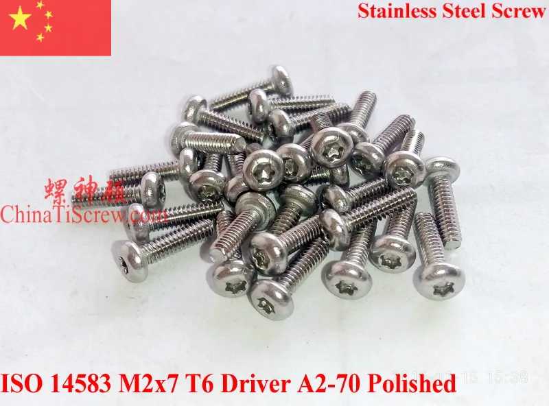 Stainless Steel Screws M2x7 ISO 14583 Pan Head Torx T6 Driver A2-70 Polished ROHS 100 pcs
Stainless Steel Screws M2x7 ISO 14583 Pan Head Torx T6 Driver A2-70 Polished ROHS 100 pcs