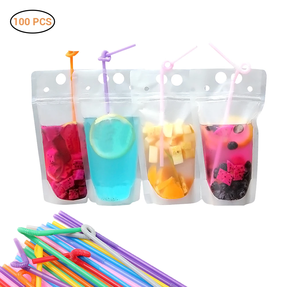100pcs Zipper Stand-up Plastic Drinking Bag with Straws Spout Pouch for Beverage Liquid Juice Milk Coffee
100pcs Zipper Stand-up Plastic Drinking Bag with Straws Spout Pouch for Beverage Liquid Juice Milk Coffee