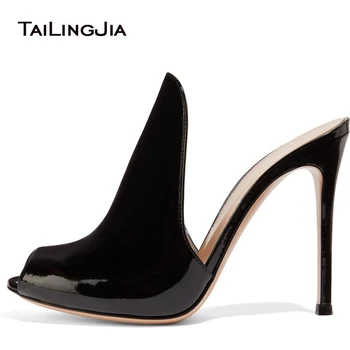 Patent leather High Heels Mules Sandals Women Stiletto Casual Open Peep Toe Rubber Black Shoes For Women Plus Size 46 Slippers
Patent leather High Heels Mules Sandals Women Stiletto Casual Open Peep Toe Rubber Black Shoes For Women Plus Size 46 Slippers