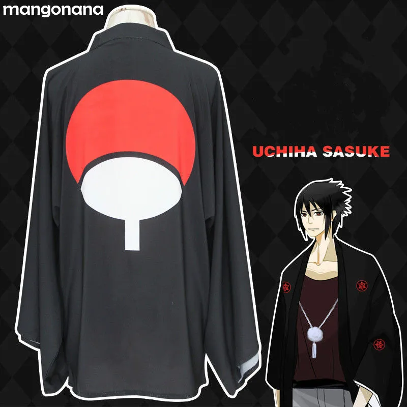 Аниме Наруто Uchiha Sasuke Otaku кимоно шифоновый халат плащ Haori |