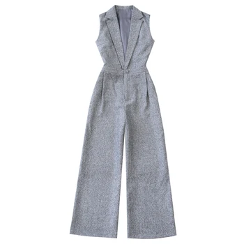 New Office Lady Blazers Jumpsuits Autumn Women Vintage Suit Sexy Sleeveless Long wide leg Playsuits
New Office Lady Blazers Jumpsuits Autumn Women Vintage Suit Sexy Sleeveless Long wide leg Playsuits