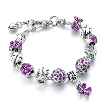 Szelam Purple Crystal Beads Charm Bracelets & Bangles Silver Flower Bracelets For Women femme DIY Jewelry SBR170017
Szelam Purple Crystal Beads Charm Bracelets & Bangles Silver Flower Bracelets For Women femme DIY Jewelry SBR170017