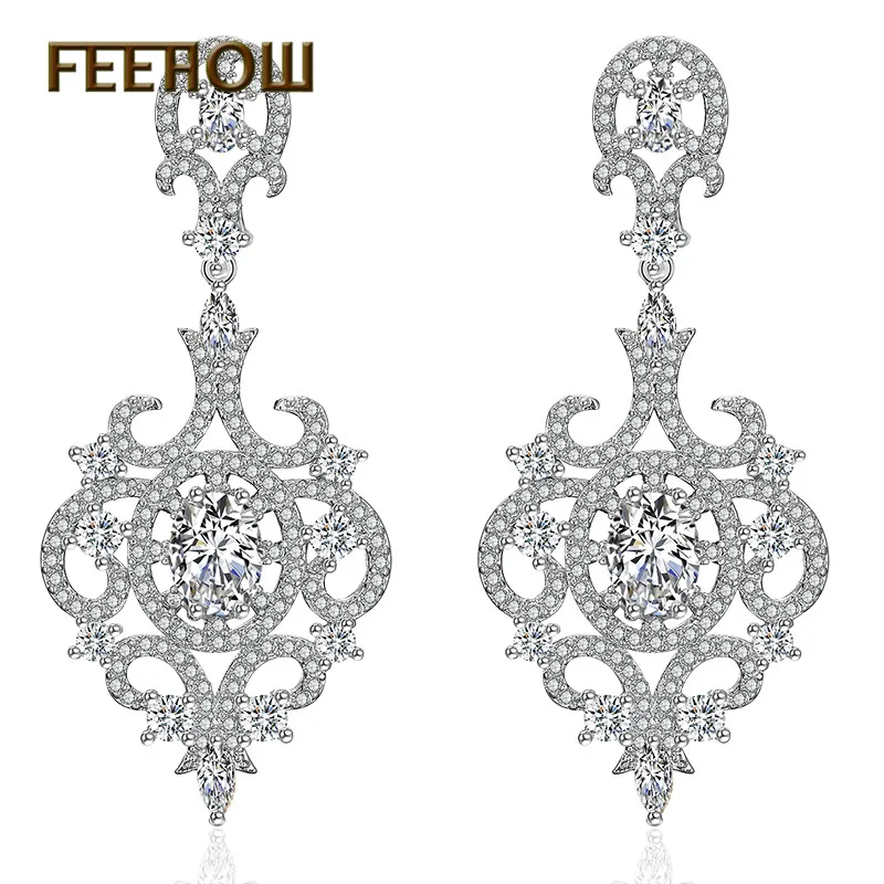 FEEHOW Vintage Flower Cubic Zirconia Dangle Drop Earrings For Bridal Rose Gold Color Crystal Dinner Party Gift Jewelry FWEP2134
FEEHOW Vintage Flower Cubic Zirconia Dangle Drop Earrings For Bridal Rose Gold Color Crystal Dinner Party Gift Jewelry FWEP2134