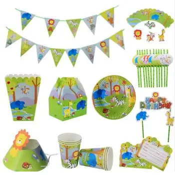 Jungle animal Party supplies 67pcs for 6kids birthday party plate+cup+straw+banner+wrapper+invitation+Candy box+Popcorn box+hat
Jungle animal Party supplies 67pcs for 6kids birthday party plate+cup+straw+banner+wrapper+invitation+Candy box+Popcorn box+hat
