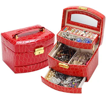 Jewelry Storage Case Leather Clamshell Automatic Open Drawer Metal Clasp Multiple Slot Organizer Case With Makeup Mirror Box
Jewelry Storage Case Leather Clamshell Automatic Open Drawer Metal Clasp Multiple Slot Organizer Case With Makeup Mirror Box