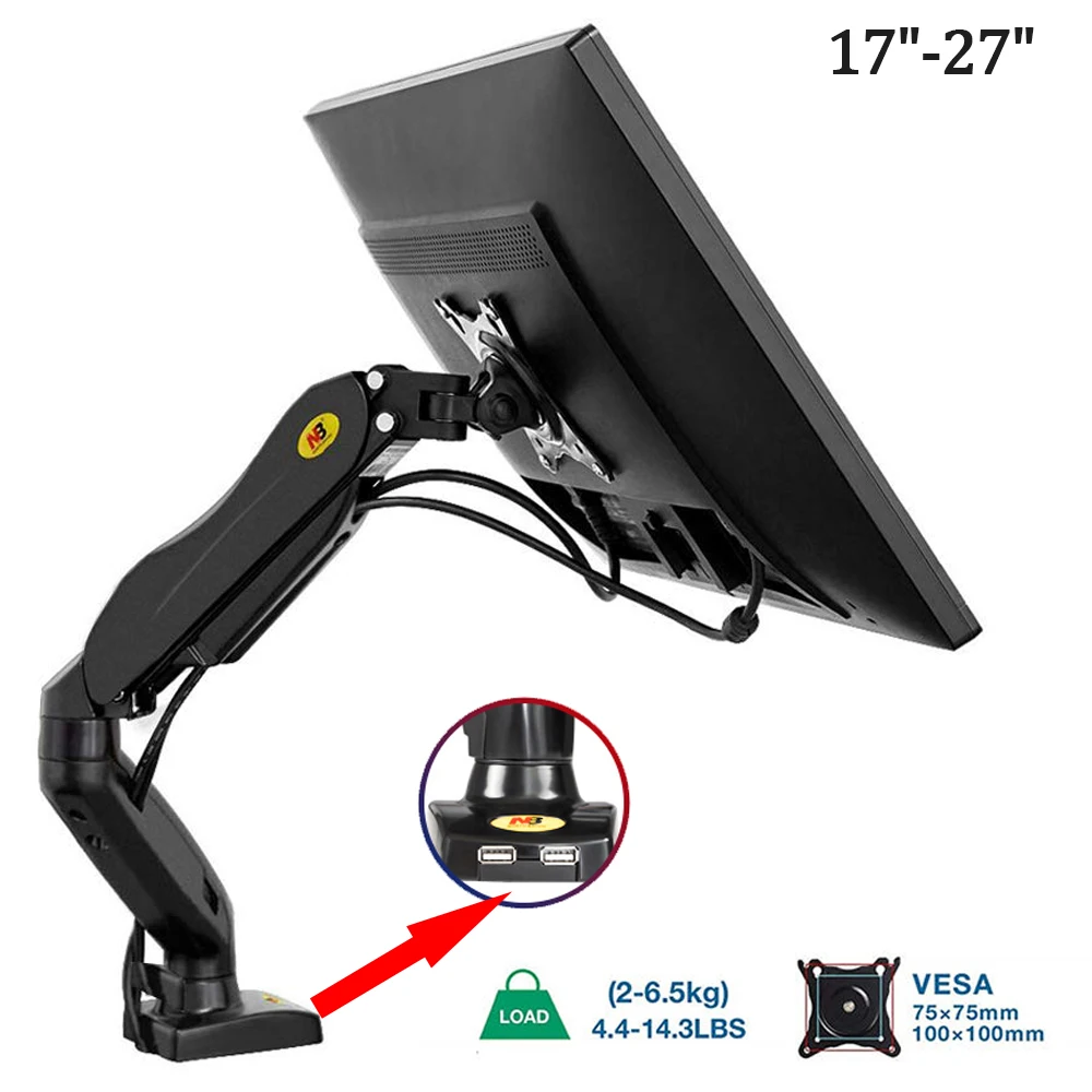 F80 Monitor Desk Mount Stand 17-27" Computer Monitor Holder Arm Gas Spring Full Motion Flexible TV Monitor Mount Loading 2-6.5kg
F80 Monitor Desk Mount Stand 17-27" Computer Monitor Holder Arm Gas Spring Full Motion Flexible TV Monitor Mount Loading 2-6.5kg