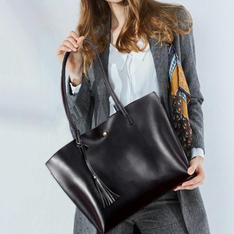 Bag women's Real Genuine Leather Handbags Big Women Tote Bags Female Tassel Designer High Quality Office Ladies Shoulder Bags
Bag women's Real Genuine Leather Handbags Big Women Tote Bags Female Tassel Designer High Quality Office Ladies Shoulder Bags