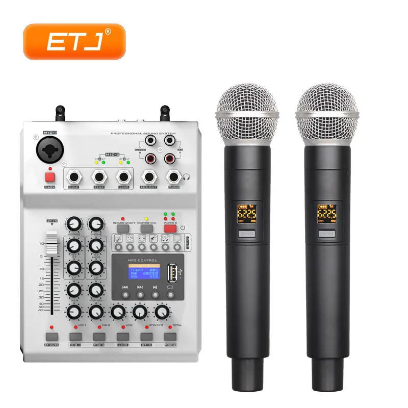 UHF Microphone Wireless 2 Channel Handheld Mix Audio Mixer Treble Bass Reverb Function Mixing Console V880 620-670MHz
UHF Microphone Wireless 2 Channel Handheld Mix Audio Mixer Treble Bass Reverb Function Mixing Console V880 620-670MHz