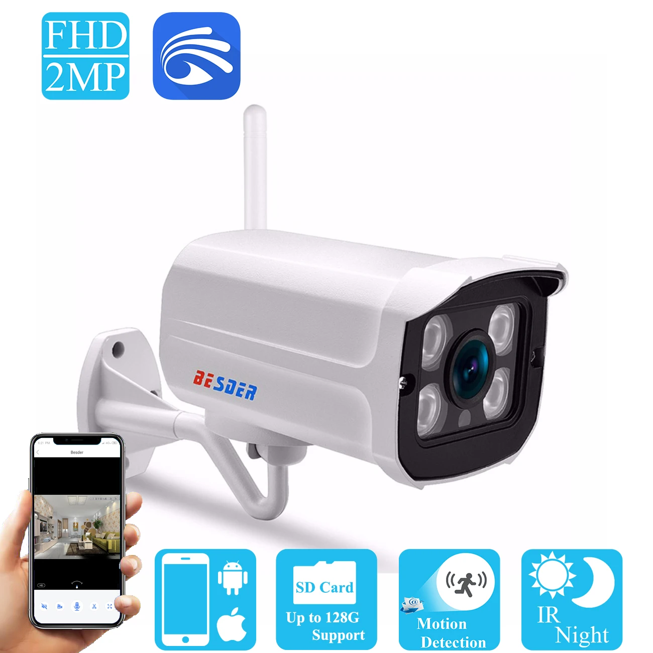 BESDER Yoosee Wifi IP CCTV Camera 720P/960P/1080P Wireless Security Wifi Outdoor IP Camera Motion Detect SD Card Up To 128GB
BESDER Yoosee Wifi IP CCTV Camera 720P/960P/1080P Wireless Security Wifi Outdoor IP Camera Motion Detect SD Card Up To 128GB