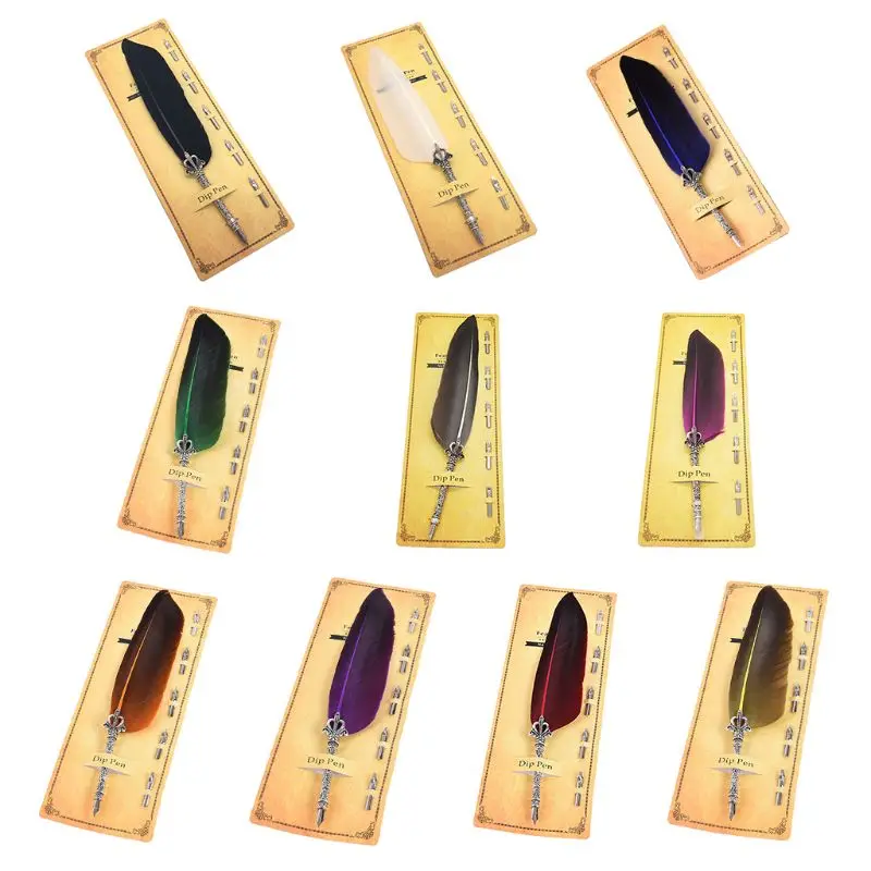 Colorful Feather Metal Pen Nibbed Dip Writing Ink Quill Pens Set for School Stationery Gifts Art Supplies
Colorful Feather Metal Pen Nibbed Dip Writing Ink Quill Pens Set for School Stationery Gifts Art Supplies