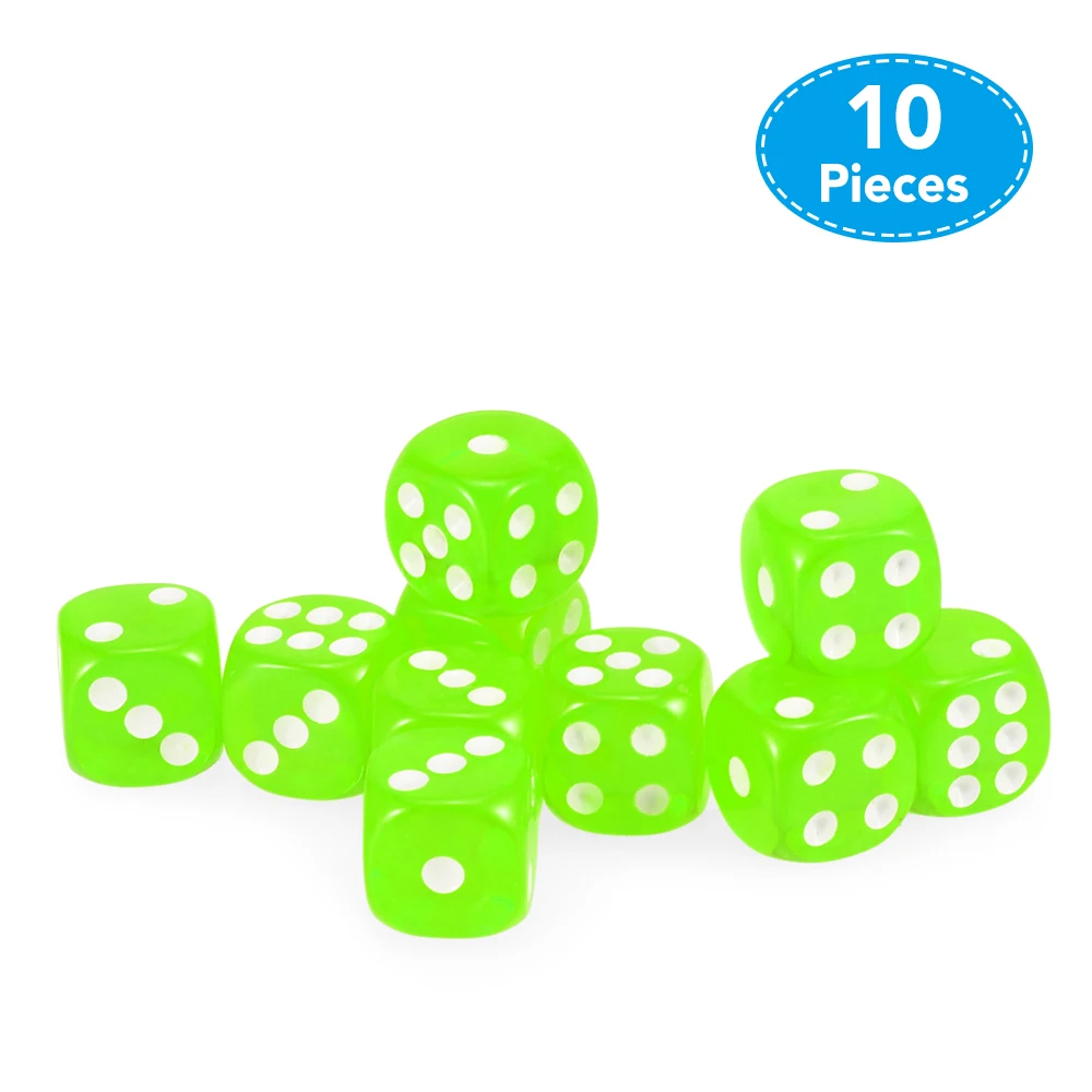 10PCS/Lot Portable Table Games Dice Transparent Dice Acrylic Gambling Game Playing Square Corner Dice Set for Board Game 14MM
10PCS/Lot Portable Table Games Dice Transparent Dice Acrylic Gambling Game Playing Square Corner Dice Set for Board Game 14MM