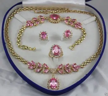 Hot sale new Style >>>>women's jewelry Pink Crystal Gem yellow gold Earring Bracelet Necklace Ring
Hot sale new Style >>>>women's jewelry Pink Crystal Gem yellow gold Earring Bracelet Necklace Ring