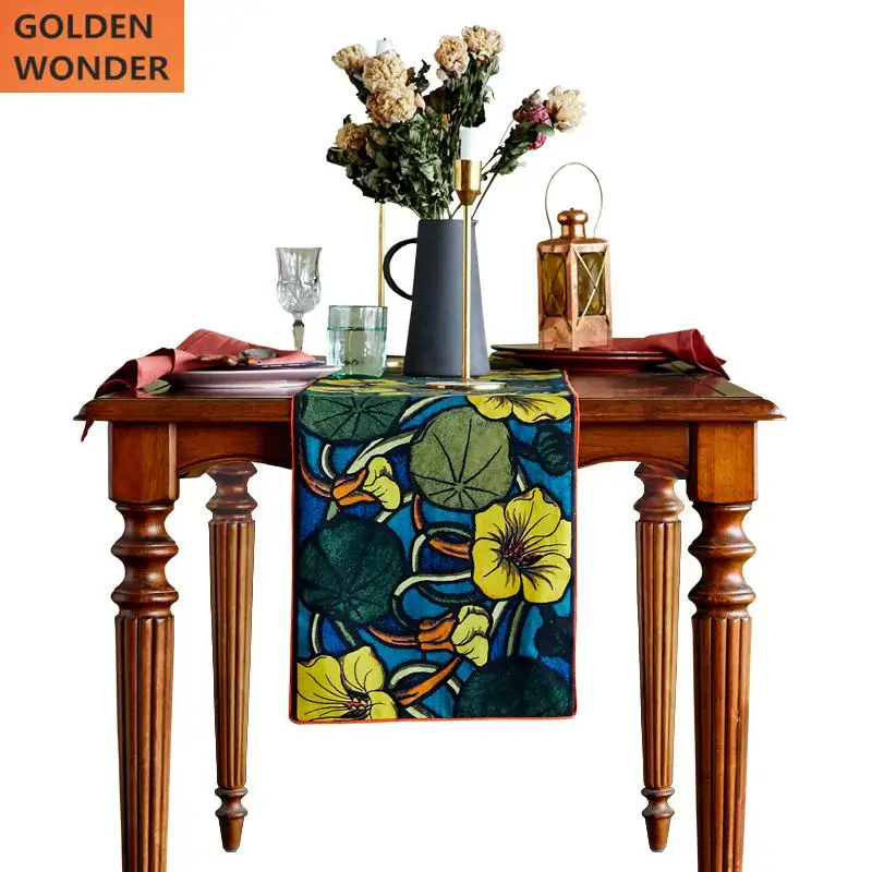 Luxury Modern Cotton and Linen Custom Made Table Runner Dinner Table Decoration High Grade Flower Mandala 
Luxury Modern Cotton and Linen Custom Made Table Runner Dinner Table Decoration High Grade Flower Mandala