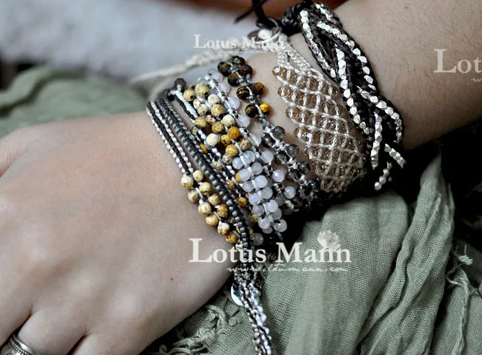

Lotusmann 230 4 lucky natural gem mixed ultra long 6 circle 100% cotton bracelet
