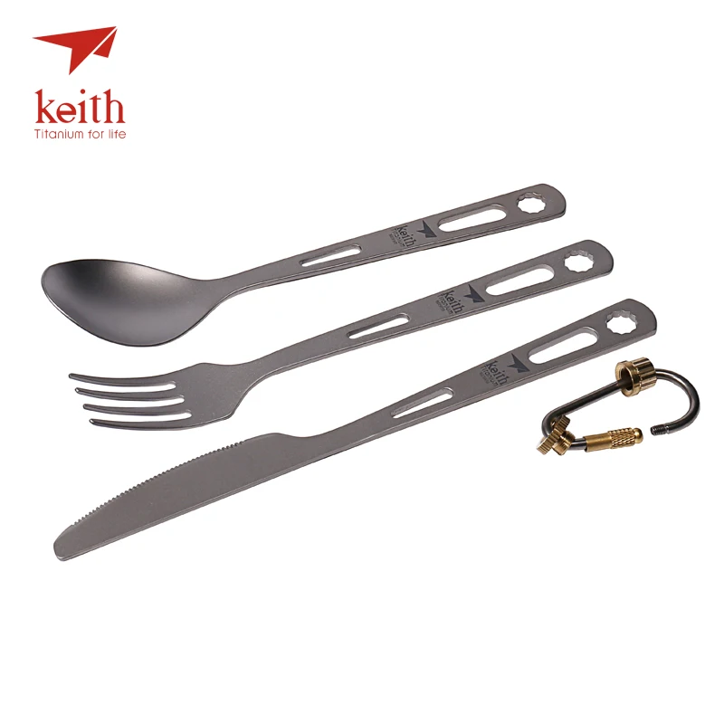 Keith Outdoor Picnic Camping Titanium Fork Spoon Knife Cookware Set with Carabiner Ti5310
Keith Outdoor Picnic Camping Titanium Fork Spoon Knife Cookware Set with Carabiner Ti5310
