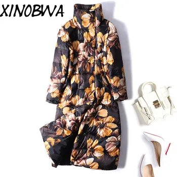 Women's Winter High Fashion Stand Collar Single Breasted X-Long Printing Down Jackets Female Over Knee Thick Warm Coats Parkas
Women's Winter High Fashion Stand Collar Single Breasted X-Long Printing Down Jackets Female Over Knee Thick Warm Coats Parkas