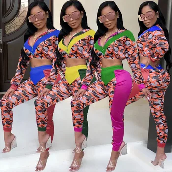 Camouflage Digital Print Fashion Patchwork Women Hoodie Top With Pants Women Two Piece Set
Camouflage Digital Print Fashion Patchwork Women Hoodie Top With Pants Women Two Piece Set