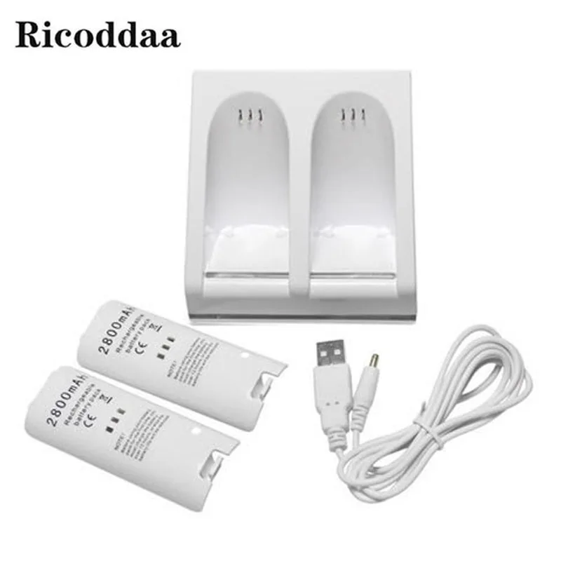 3 In 1 For Wii Remote Controller Gamepad Dual Slot Charging Dock Charger Station Nintendo Wii+2x2800mAh Rechargeable Battery | Электроника