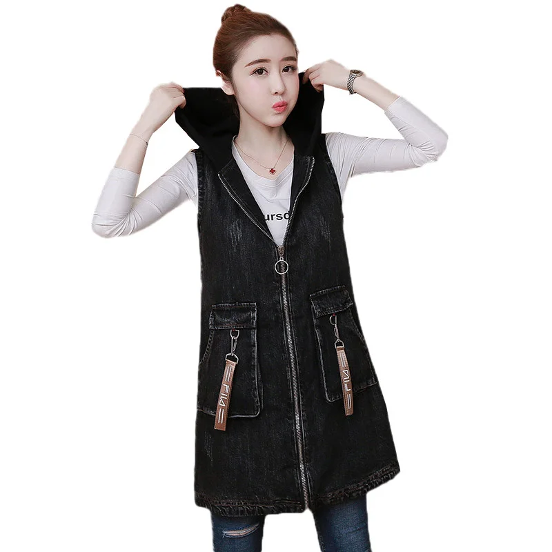 Spring Vest Women Mediun Long Denim Jacket 2019 Autumn New Embroidery Hooded Large size Vest Sleeveless Denim Waistcoat JIA139
Spring Vest Women Mediun Long Denim Jacket 2019 Autumn New Embroidery Hooded Large size Vest Sleeveless Denim Waistcoat JIA139