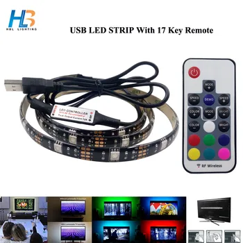 HBL USB LED Strip 5050 RGB led ribbon 1M 2M led tape DC 5 V TV Background led strip light diode tape 17key or 3key Controller 
HBL USB LED Strip 5050 RGB led ribbon 1M 2M led tape DC 5 V TV Background led strip light diode tape 17key or 3key Controller