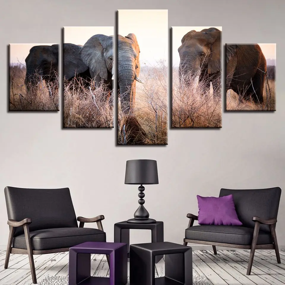 Modular Paintings Home Decor 5 Pieces African Animal Elephants Pictures For Living Room Printed Poster On Canvas Wall Art Framed
Modular Paintings Home Decor 5 Pieces African Animal Elephants Pictures For Living Room Printed Poster On Canvas Wall Art Framed