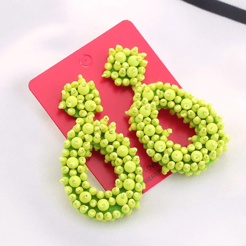 Aretes beads handmade Boho Fashion Beads Drop Earrings For Women Colorful Dangle Statement Earrings Jewelry Christmas Gifts Lt Green