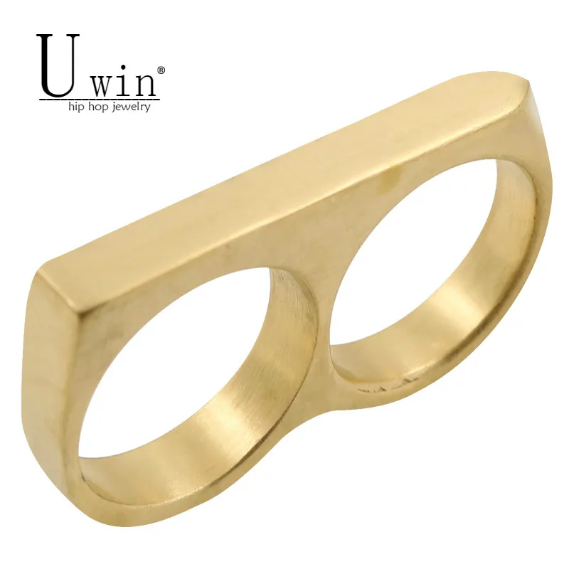 UWIN Gold Two Fingers Double Ring Punk Stainless Steel Men's Hip Hop Style Ring 7,8,9,10,11,12
UWIN Gold Two Fingers Double Ring Punk Stainless Steel Men's Hip Hop Style Ring 7,8,9,10,11,12