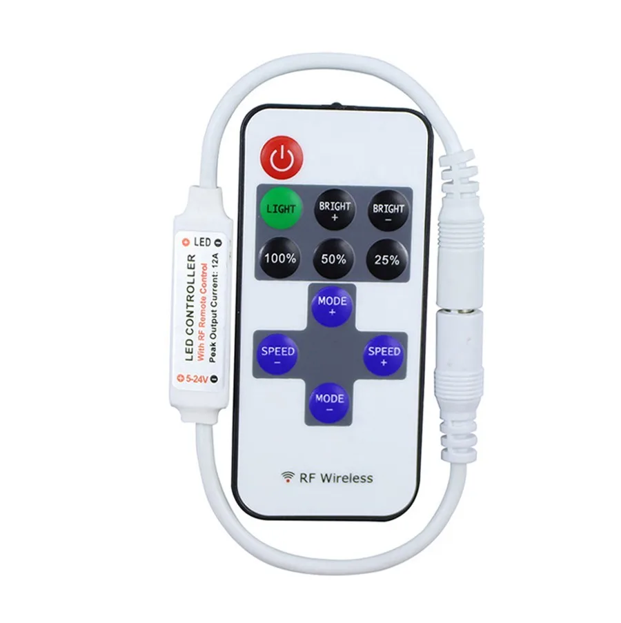 DC5V-24V-12A-11Keys-RF-Wireless-Remote-Controller-Dimmer-With-Mini-IR-Controller-For-Single-Color