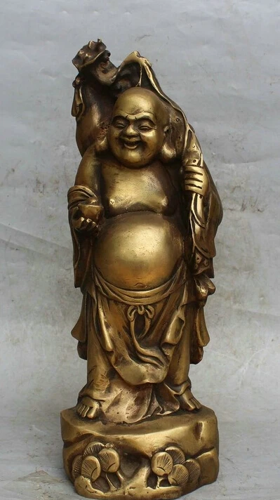 15" Chinese Buddhism brass stand Happy Laugh Maitreya Buddha Money Pocket statue
15" Chinese Buddhism brass stand Happy Laugh Maitreya Buddha Money Pocket statue